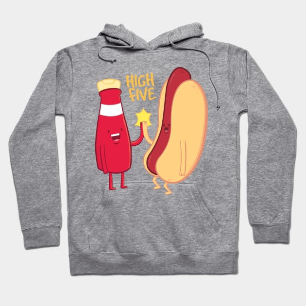 Ketchup & Hot Dog High Five Hoodie by Digster